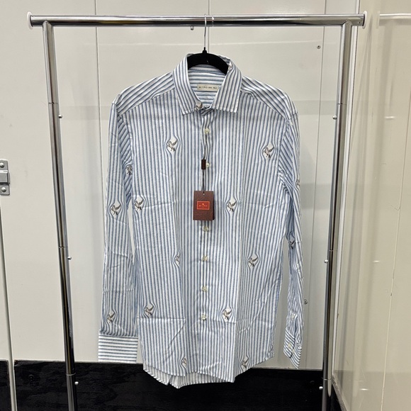 Etro Blue and White Patterned Men's Shirt - Picture 1 of 7